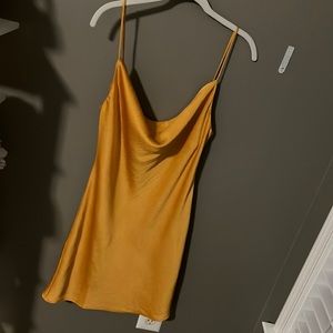 Orange Cowl Neck Slip Dress